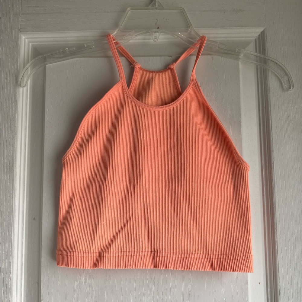 Free People Movement Ribbed Coral Halter Tank Top